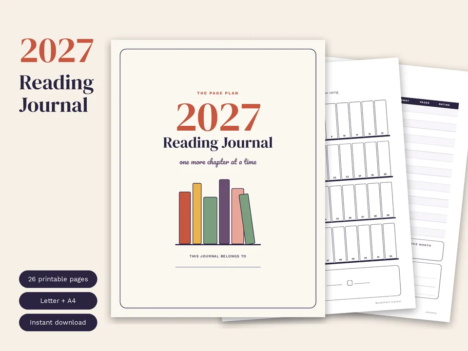 2027 Reading Journal printable pages